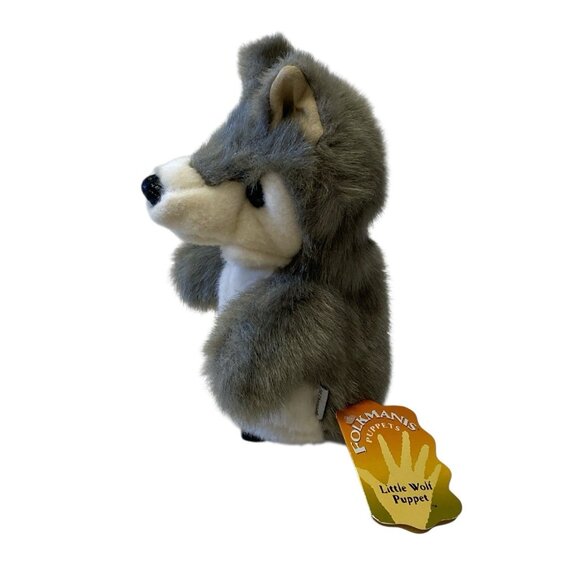 Folkmanis Little Wolf Gray Furry Hand Puppet 8" Plush Toy with Tags - Picture 3 of 11